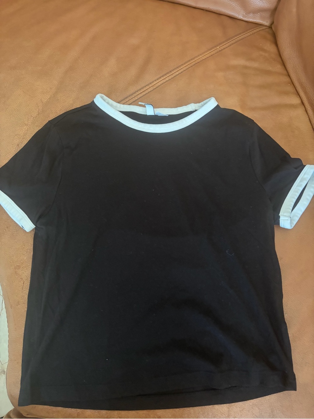 Black Short Sleeve Tee with White Trim